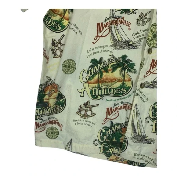 Jimmy Buffett Margaritaville XLarge Changes in Latitudes Hawaiian Shirt Cream - Picture 5 of 11